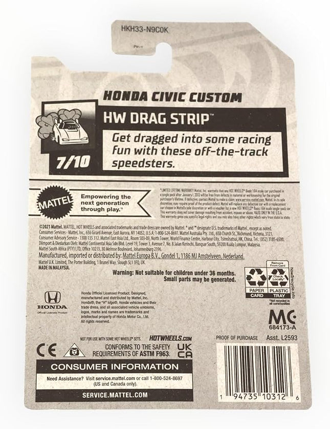 Hot Wheels Honda Civic Custom, HW Drag Strip 7/10 [white] 172/250