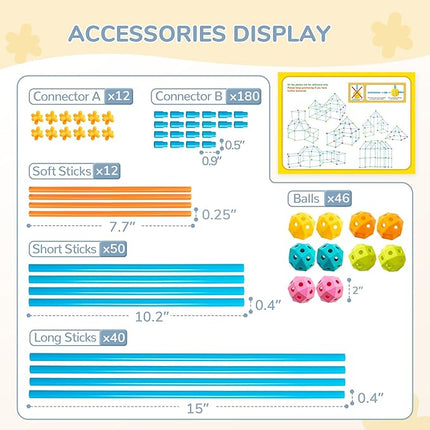 Curipeer Fort Building Kit for Kids 8-12 3-8 T Creative Stem Building Toys Indoor and Outdoor Kids' Construction Fun Toys for 3-12 Years Old Boys and Girls 340 Pcs