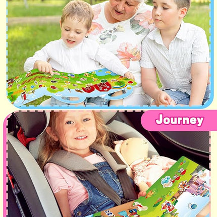 Reusable Sticker Book for Toddlers 2-4 Years, Stickers for Kids, Toddler Sticker Book Ages 1-3, Toddler Craft Activities, Toddlers Travel Toys Ages 2+ Boy Girl Birthday Gifts