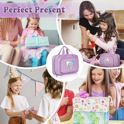 Carrying Case Compatible with Barbie Dolls 12-Inch, Storage Organizer with Handle Holds up to 6 Dolls,Multiple Pockets for Accessories,Toy Storage Box, lavender,Bag Only