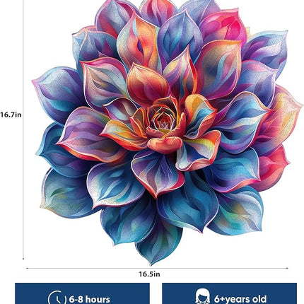 Wooden Puzzles for Adult 500 Piece, Flower Succulent Puzzle for Girls and Women, Challenging Puzzle, Luxurious Shaped Wooden Puzzles for Adults, Family Game 16.9 x 16.3in