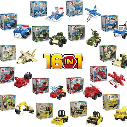 QStar Mini 16 Car Building Blocks Compatible with Lego Party Favors for Kids, Prizes for Kids Classroom, Goodie Bag Fillers