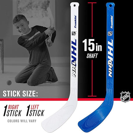 Franklin Sports NHL Mini Hockey Stick and Ball Set - Kids Indoor Knee Hockey Game Set - Includes 2 Mini Sticks and 2 Foam Balls