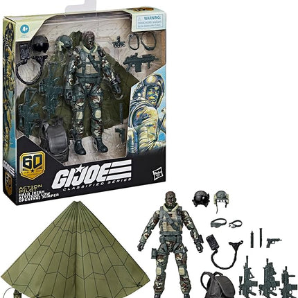 G.I. Joe Classified Series 60th Anniversary Action Pilot - Halo (High Altitude Low Opening) Jumper, 6 Inch Action Figure with Parachute & 18 Accessories