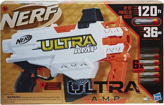 Nerf Ultra Amp Motorized Blaster, 6-Dart Clip, 6 Ultra Darts, Compatible Only Ultra Darts