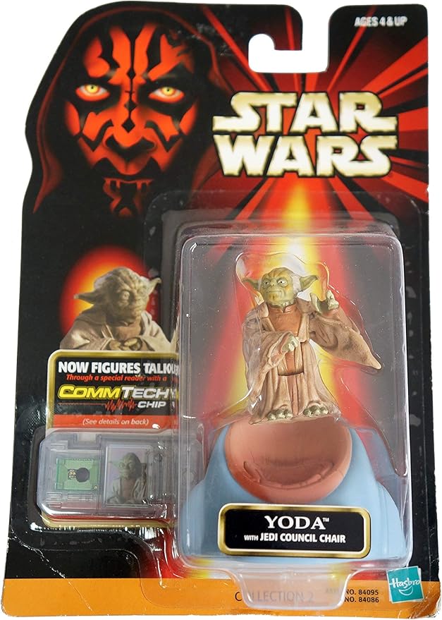 Star Wars, Episode I Action Figure, Yoda with Council Chair [Error Missing Episode I on Card], 3.75 Inches