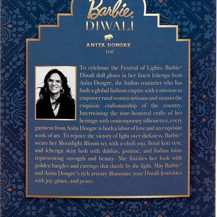 Barbie Diwali Doll by Anita Dongre Wearing Festival of Lights Look, Holiday Collectible with Doll Stand & Certificate of Authenticity