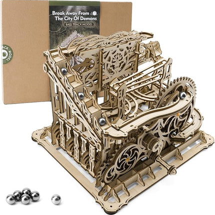 3D Wooden Puzzle Marble Run for Adults, DIY Marble Run Wooden Model Kit, HDF Material, Mechanical Puzzle, Modern Style, 334 Pieces, 1 Set, 1 Item, 1 Package