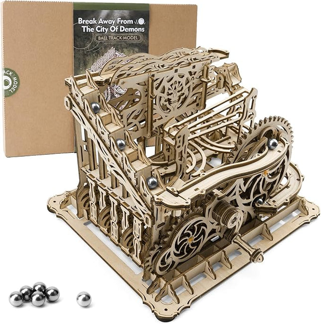 3D Wooden Puzzle Marble Run for Adults, DIY Marble Run Wooden Model Kit, HDF Material, Mechanical Puzzle, Modern Style, 334 Pieces, 1 Set, 1 Item, 1 Package