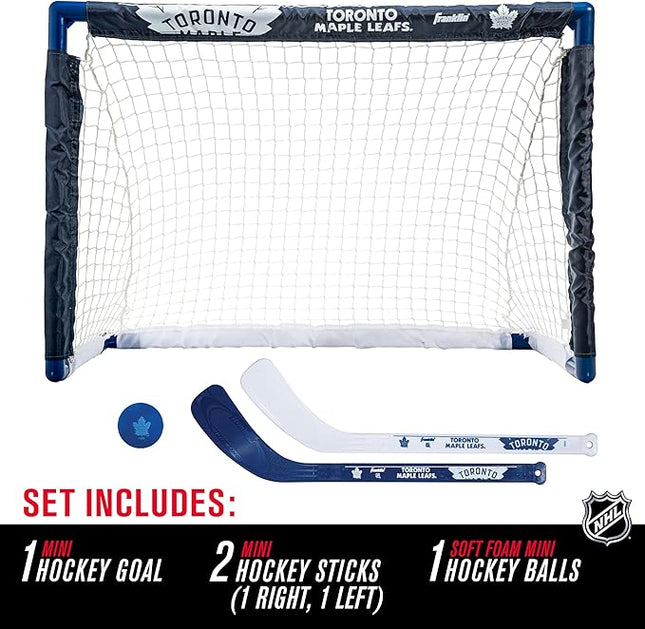 Franklin Sports NHL Mini Hockey Set - Kids Indoor Knee Hockey Goal, Ball, + 2 Stick Combo - Youth Team Indoor Toy Set - Official - Ages 3+