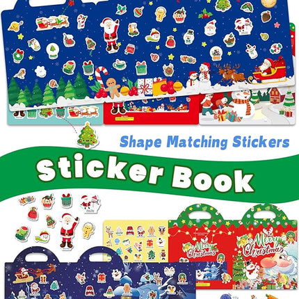 Reusable Sticker Book for Toddlers 2-4 Years, Stickers for Kids, Toddler Sticker Book Ages 1-3, Toddler Craft Activities, Toddlers Travel Toys Ages 2+ Boy Girl Birthday Gifts - Christmas