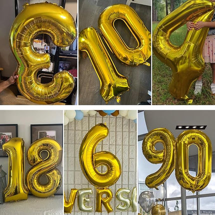 Smlpuame 40 inch Number Balloon 0-9 Gold Large Number 5 Balloons,Digital Balloons for Birthday Party Celebration Decorations Supplies, Helium Foil Number Balloons for Wedding Anniversary