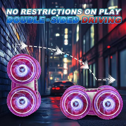 Waterproof Remote Control Car，4WD Land & Water 2.4 GHz RC Car Remote Control Boat，360°Rotation RC Stunt with LED Lights，Boys Girls Gifts All Terrain Water Beach Pool Toy Pink