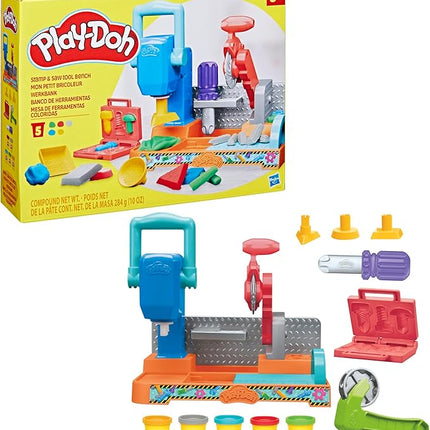 Play-Doh Stamp & Saw Tool Bench Playset, Construction Toys for Boys & Girls 3 Years & Up, Kids Arts & Crafts