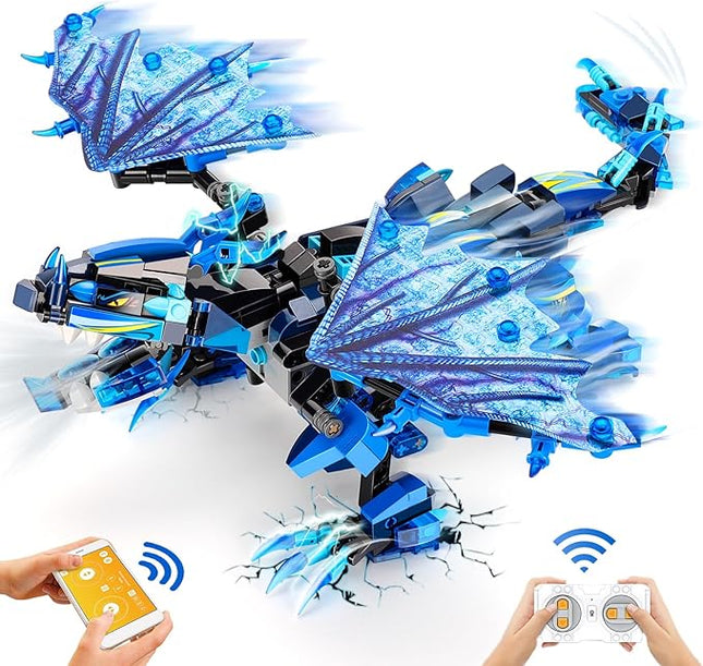 OASO Dragon Building Kit with Remote Control STEM Gifts for Boys Kids Ages 8-12, Coding Buildable Technic Toys for Birthday with 549 Pieces