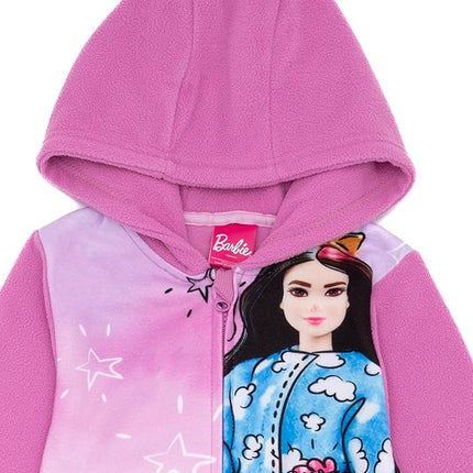 Barbie Girls Onesie | Young Ladies Pink Sketch Doll Hooded All in One Sleepsuit Pajama | Kids Colorful Character Bodysuit PJs