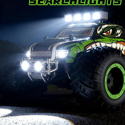 Remote Control Car,RC Cars Toy,High Speed 20 KM/H RC Truck Off-Road with 2 Headlights and 2 Rechargeable Battery,Dinosaur Toys Gift for Adult Boys Kids 4+ Years