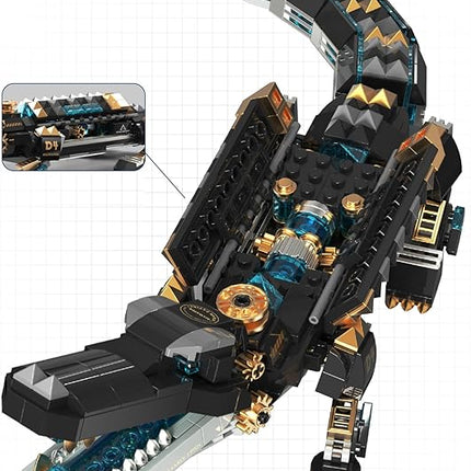 Animal Heavy Armored Jagged Alligator Building Block Toys (500+ PCS), Gifts for Adults and Children