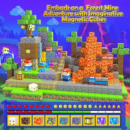 150PCS Magnetic Blocks - Build Mine Magnet World Kids Building Blocks with Magnet Board for 3 4 5 6 7 8 9 10 Year Old Boys & Girls Magnetic Tiles STEM Sensory Outdoor Toys for Kids Ages 4-8 5-7