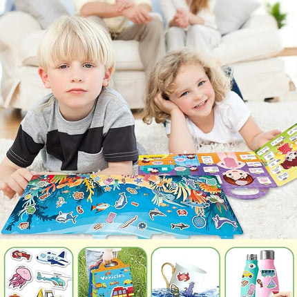 Reusable Sticker Book for Toddlers 2-4 Years, Stickers for Kids, Toddler Sticker Book Ages 1-3, Toddler Craft Activities, Toddlers Travel Toys Ages 2+ Boy Girl Birthday Gifts