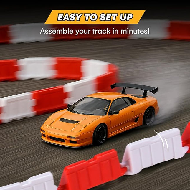 Top Race RC Car Field Fence Set – 240-Piece Drift Racing Track Accessories Kit with Barriers & Road Blocks – Compatible with RC Drift Cars, Mini 4WD, & Toy Car Tracks – for Kids & Adults