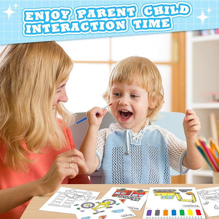 Paint with Water Coloring Books for Toddlers, Traffic Theme Mess Free Watercolor Painting Papers for Kids Water Color Paint Kit Art Craft Birthday Gift for Ages 1-3, 4-8