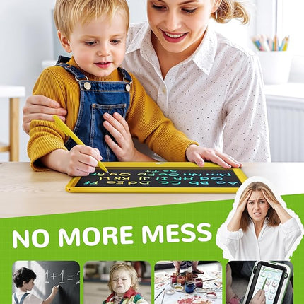 KOKODI LCD Writing Tablet, 12 Inch Colorful Toddler Doodle Board Drawing Tablet, Erasable Reusable Electronic Drawing Pads, Educational and Learning Toy for 3-6 Years Old Boy and Girls(Yellow)