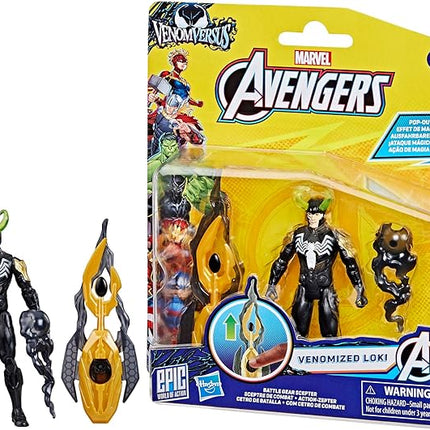 Avengers Marvel VenomVersus Epic World of Action Venomized Loki Figure with Battle Gear Accessories, 4-Inch Super Hero Toys for Kids Ages 4+