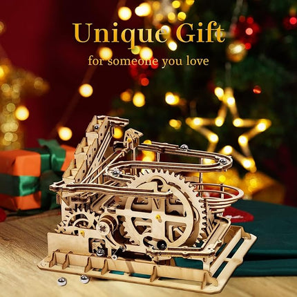 ROKR 3D Wooden Puzzles Marble Run Set - Mechanical Model Kit for Adults DIY Roller Coaster Toys Gifts for Adult (Marble Parkour)