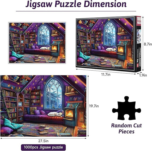 White Cat Jigsaw Puzzle 1000pcs - Adult Jigsaw Puzzles with White Cat Lying On The Sofa, Large DIY Brain Teaser for Family Fun, Scratch-Resistant Paper Puzzles, Home Decor Gift Adults Puzzle