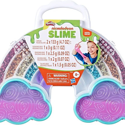 Play-Doh Nickelodeon Slime Brand Compound Rainbow Mixing Set, Pre Made with Add-in Charms, Kids Arts & Crafts Kit, Preschool Sensory Toys, Ages 4+