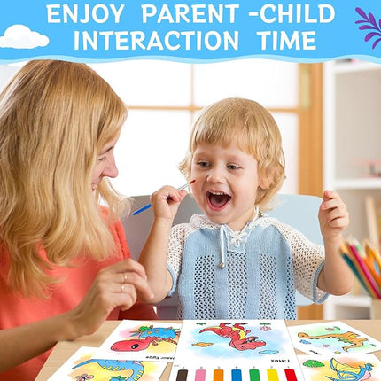 Paint with Water Coloring Books for Toddlers, Dinosaurs Theme Mess Free Watercolor Painting Papers for Kids Water Color Paint Kit Art Craft Birthday Gift for Ages 1-3, 4-8