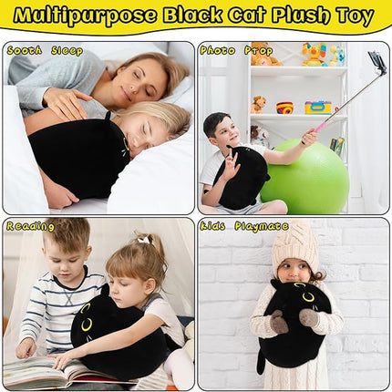 Black Cat Plush Stuffed Animal-11.8'' Black Cat Plush Toy, Cute Soft Plush Pillow, Cute Soft Plushie Pillow Plushie Stuffed Cat Toys, Christams Birthday Decoration Doll Gift for Kids Girls Boys