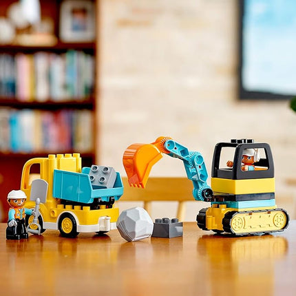 LEGO DUPLO Town Truck & Tracked Excavator Toddler Building Blocks - Learning & Education Construction Toys for Preschool - Birthday Gift for 2-3 Year Old Boys & Girls - 10931