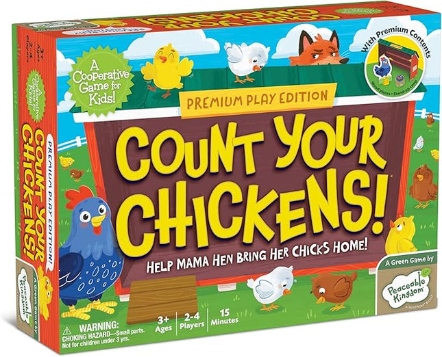 Peaceable Kingdom Count Your Chickens Award Winning Cooperative Counting Game for 2 to 4 Kids Ages 3+ - Premium Play Edition