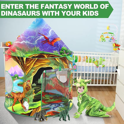 Play Tent for Kids Pretend Playhouse Indoor Outdoor Games Party Children Pop Up Foldable Tent Birthday Toy for Boys Girls Toddler Baby Playroom Gift, Wild Dinosaur Themed