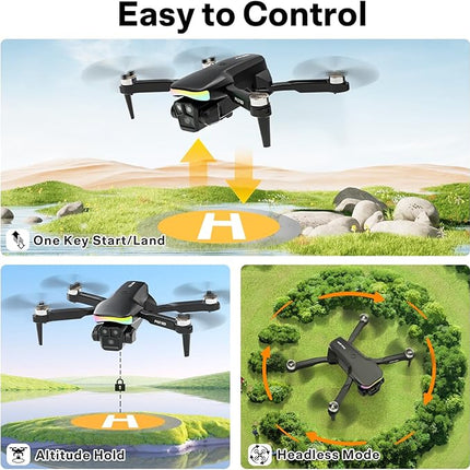 Drone with 1080P Camera Screen Remote Control,RGB LED Light FPV Drone Quadcopter for Adults Beginners,Headless Mode Altitude Hold Optical Flow Positioning,One Key Start/Land Foldable,3 Speed Modes