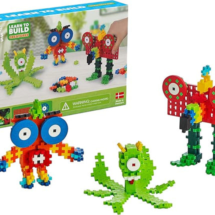 PLUS PLUS Learn to Build Set, Interlocking Mini Building Blocks, 3D Puzzle Construction Stem Toy for Kids - Creatures, 240 Pieces
