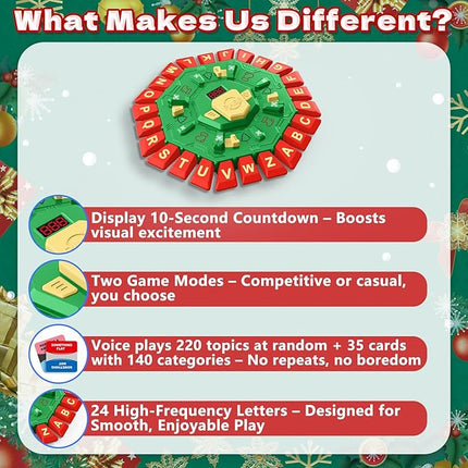 Word Game Family Board Game with Digital Display Timer, 2 Modes, 35 Cards, Fun Fast-Paced 24-Letter Game for Kids & Adults, 2+ Players, Ages 3 & Up