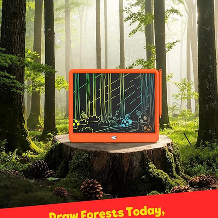 TEKFUN LCD Writing Tablet Doodle Board, 12inch Colorful Drawing Tablet Writing Pad, Kids Travel Essentials, Toddler Toys 5 6 7 8 Year Old Girls Boys (Orange)