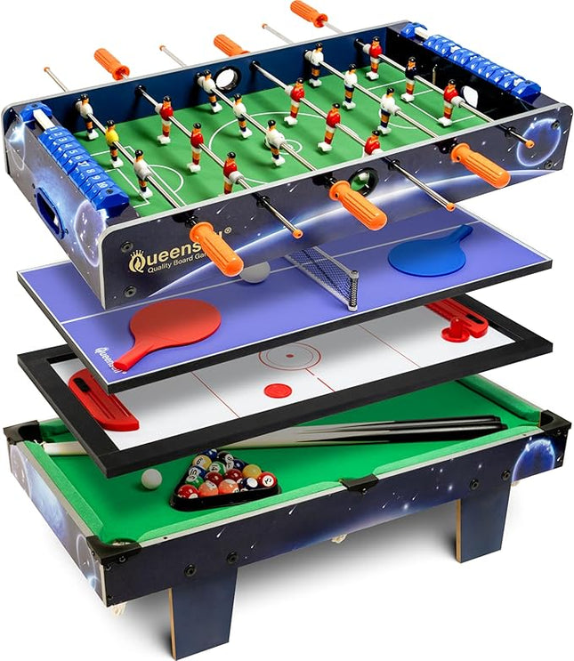 4 in 1 Mini Game Table 28"– Multi Game Table for Adults and for All Family Mini Air Hockey Table, Mini Ping Pong Table, Foosball Table, Pool Table - Tabletop Game