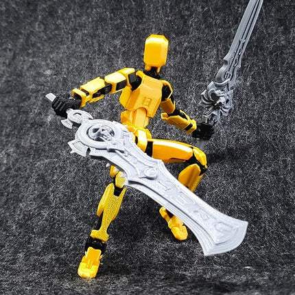 T13 Action Figure for Kids,3D Printed Titan 13 Figure with Multiple Accessories,Dummy 13 Desktop Decorative Toy(Gold)
