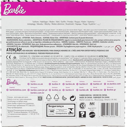 Barbie Clothes - 2 Outfits Doll Include a Dress, Top and Pants with Checked Prints, Gift for 3 to 8 Year Olds