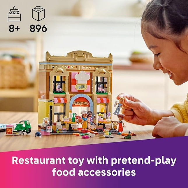 LEGO Friends Restaurant and Cooking School Toy Building Set - Restaurant Pretend Play Set for Kids, Girls and Boys, Ages 8+ - with 4 Minidolls, Cat Figure, and Scooter - Gift Idea for Birthday - 42655