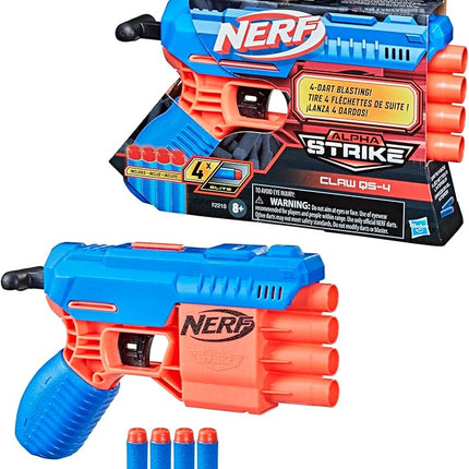 NERF Alpha Strike Claw QS-4 Blaster 4 Official Elite Foam Darts