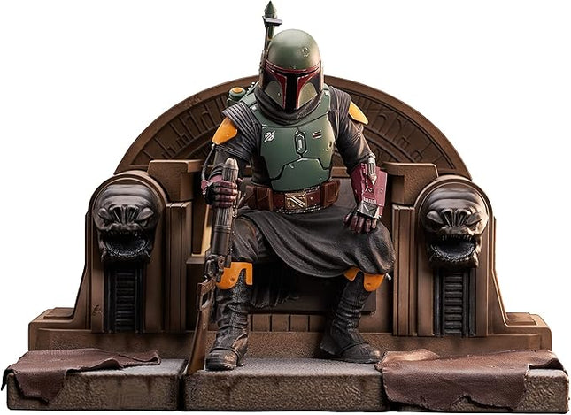 Diamond Select Toys Star Wars Premier Collection: The Mandalorian: Boba Fett on Throne Statue, Multicolor