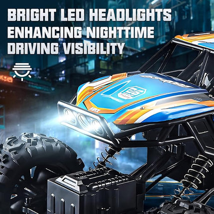 BEZGAR Monster Truck Toys - Remote Control Monster Truck with Light, RC Crawler for Adults, 1:12 Scale RC Truck with 45° Climbing, Remote Control Car for Boys