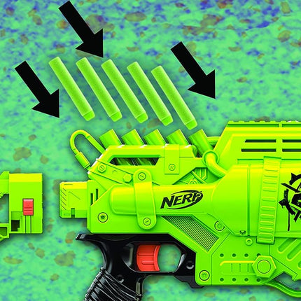 Nerf Zombie Strike Ghoulgrinder Blaster - Rotating 10-Dart Wheel, 10 Official Zombie Strike Elite Darts - for Kids, Teens, Adults