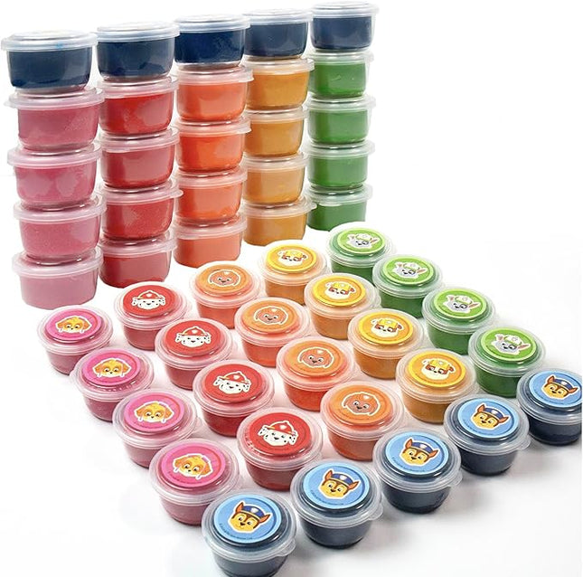 Paw Patrol Dough Party Pack, 25-Pack, Includes Colorful Paw Patrol Sensory Doughs, 6 Colors, 2 oz. Each, Reusable PawPatrol Toys, Party Favors for Kids, Travel Toys, 3 Year Old Boy Toy, Sensory Play