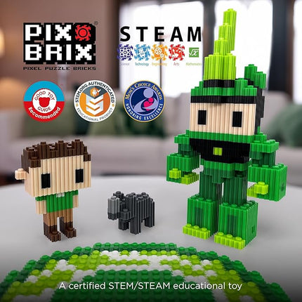 Pix Brix - Wild Kratts Toys Pixel Art Kit - Emperor Penguin, 1482 Pieces - Patented Slide + Stack Pixel Puzzle Building Bricks, Build & Collect Wild Kratts Animals - Stem Toys, Ages 6 Plus